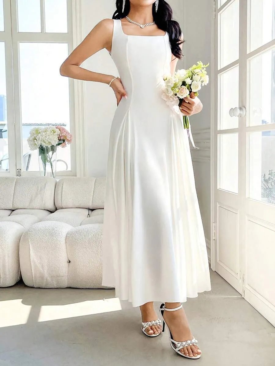 Modelyn Vestido Camisola Branco, Design de Nicho Delicado e Elegante com Cintura Comprimida — foto 6